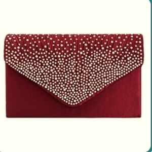 NIP Rhinestone Satin Clutch